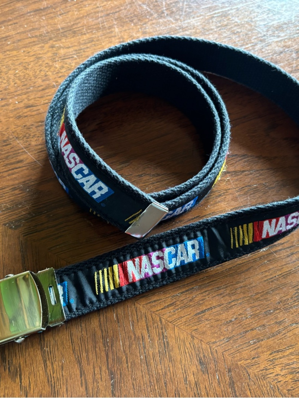 Nascar Black Web Belt with Multicolor Embroidered Logo